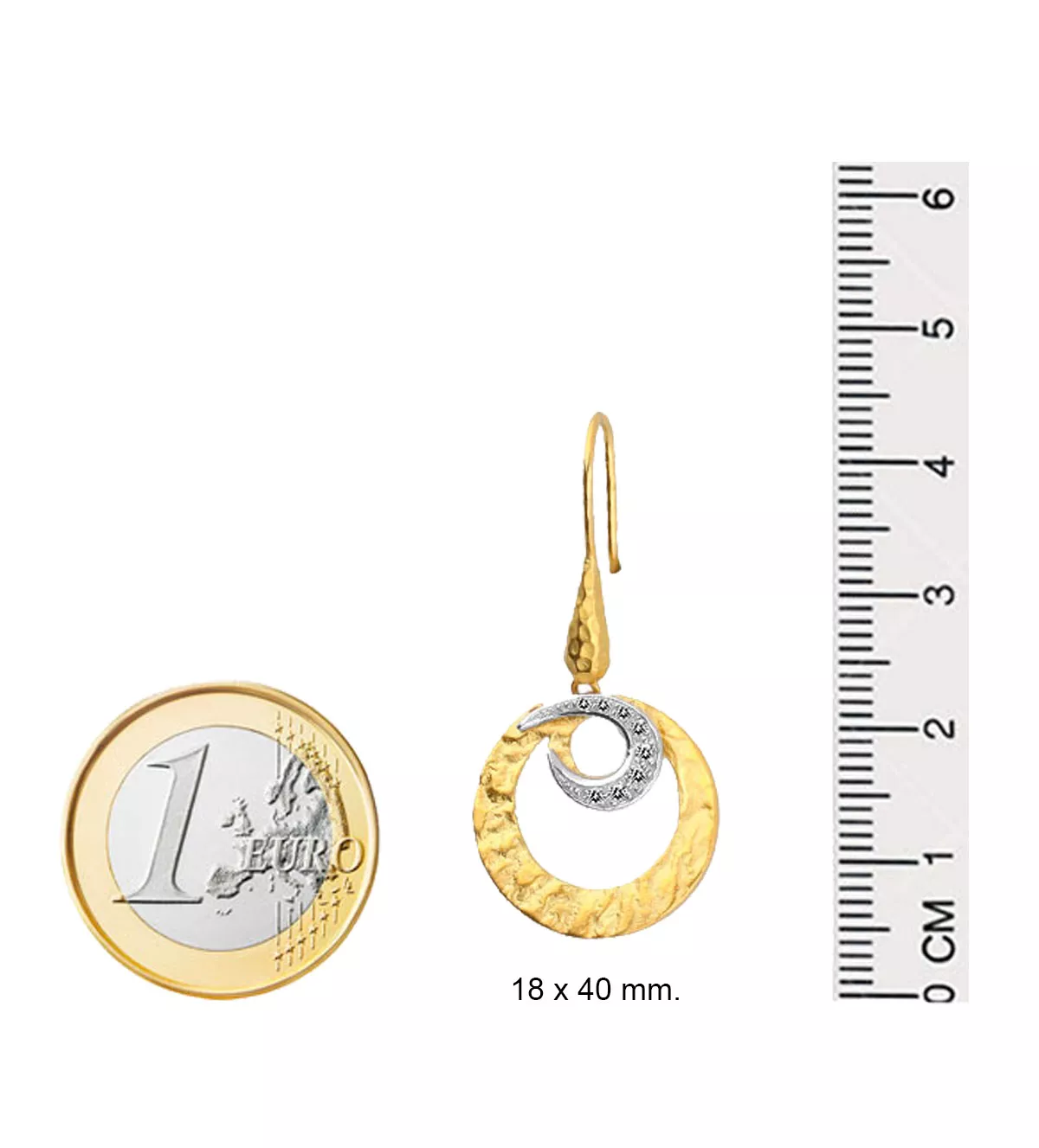 Pendientes de oro "Bravíos" pendientes de oro Bravíos medidas