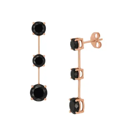 pendientes de oro, pendientes de luto, pendientes ororosa y onix toma frontal y lateral