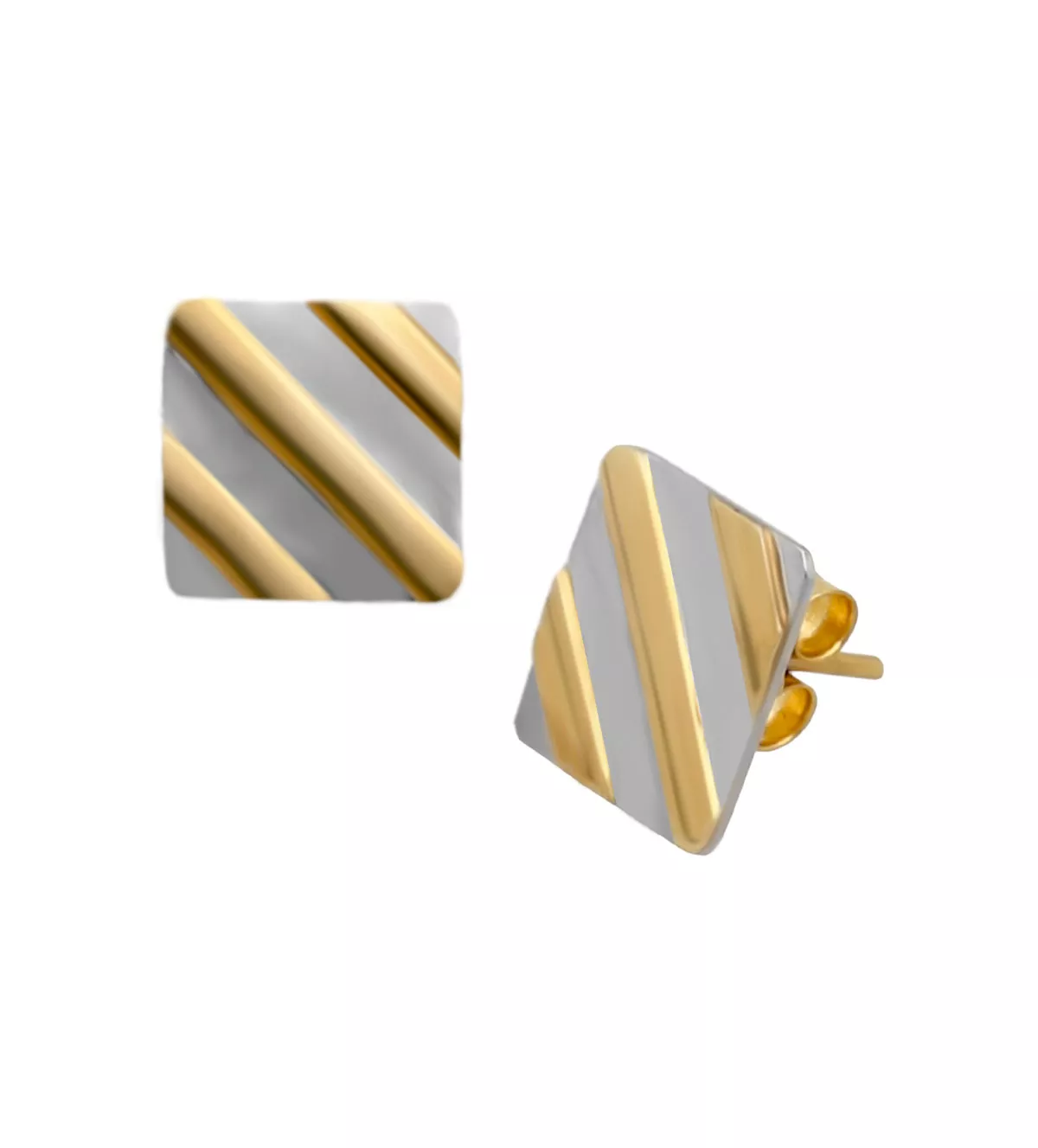 Pendientes de oro y acero "Fusión" pendientes de oro y acero