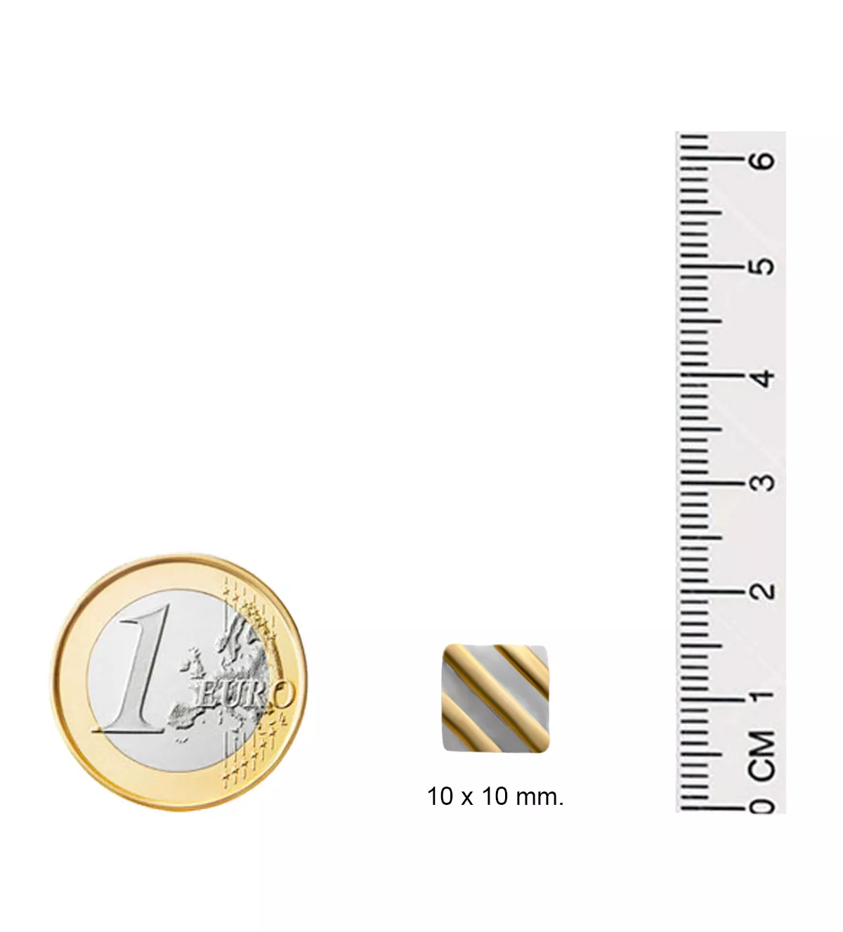 Pendientes de oro y acero "Fusión" pendientes de oro y acero fotograma con medidas