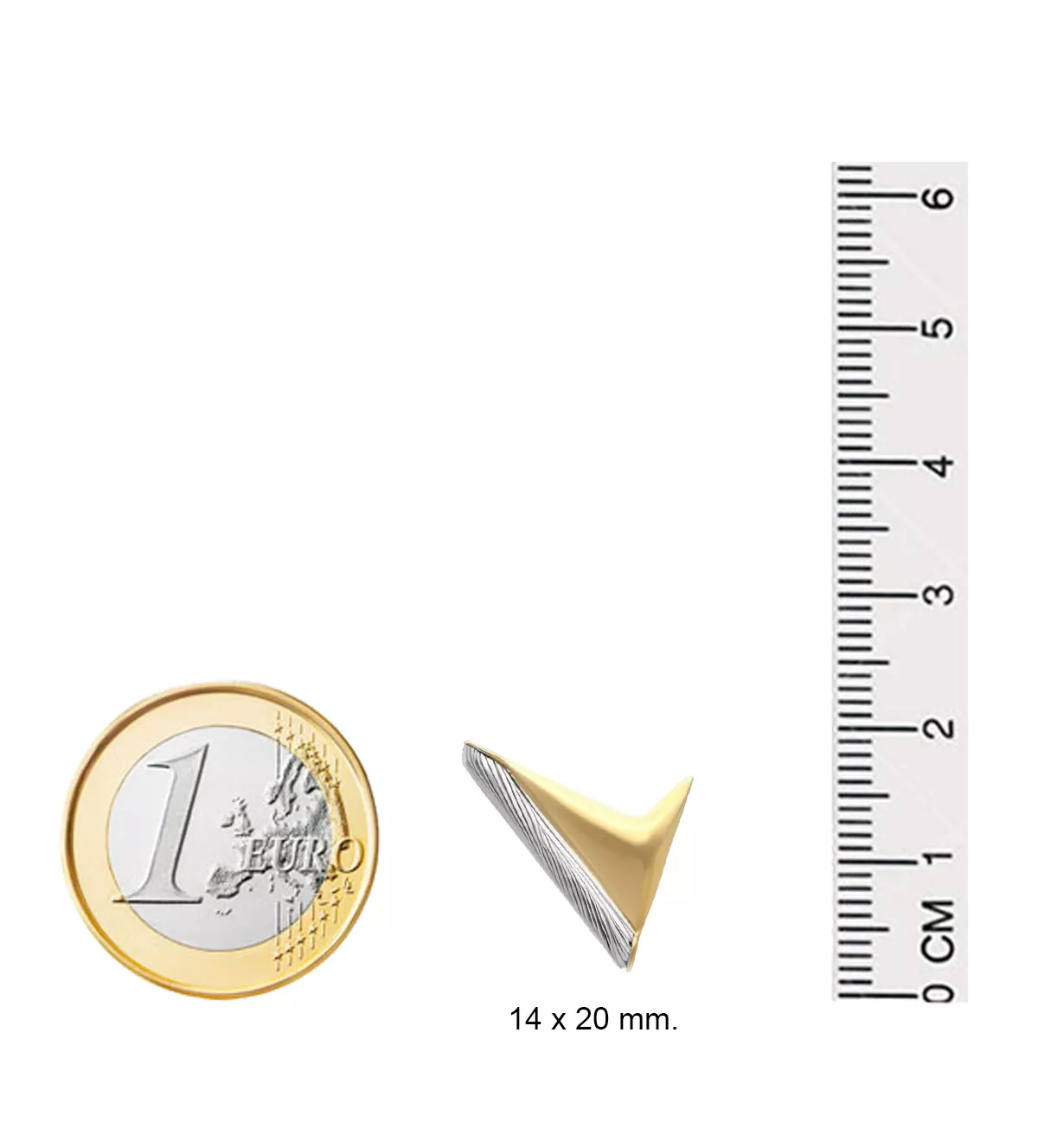 Pendientes de oro y acero SAETA pendientes de oro y acero foto con medidas