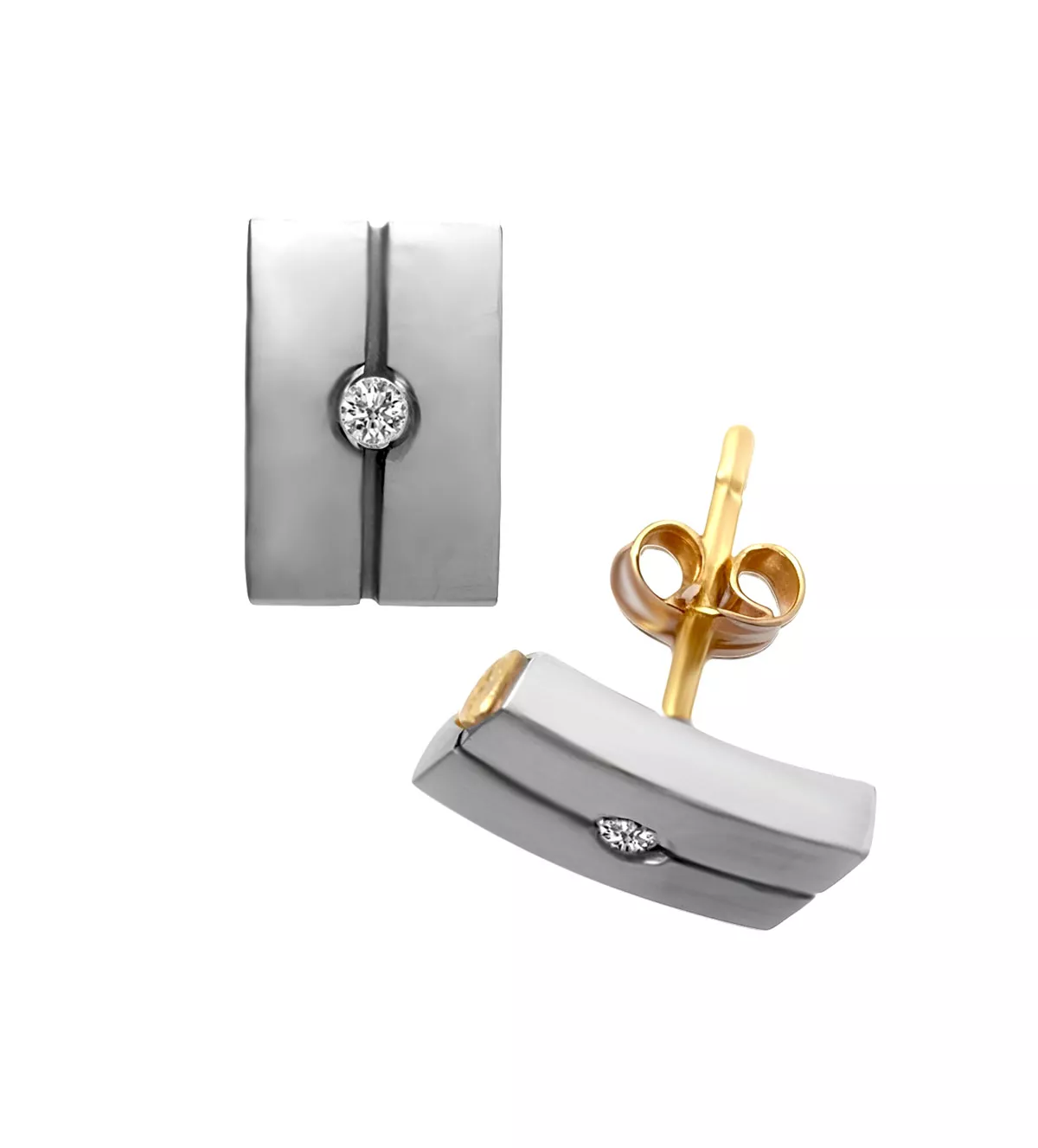 Pendientes de oro y acero con diamante TACOS pendientes de oro y acero tacos toma modelo