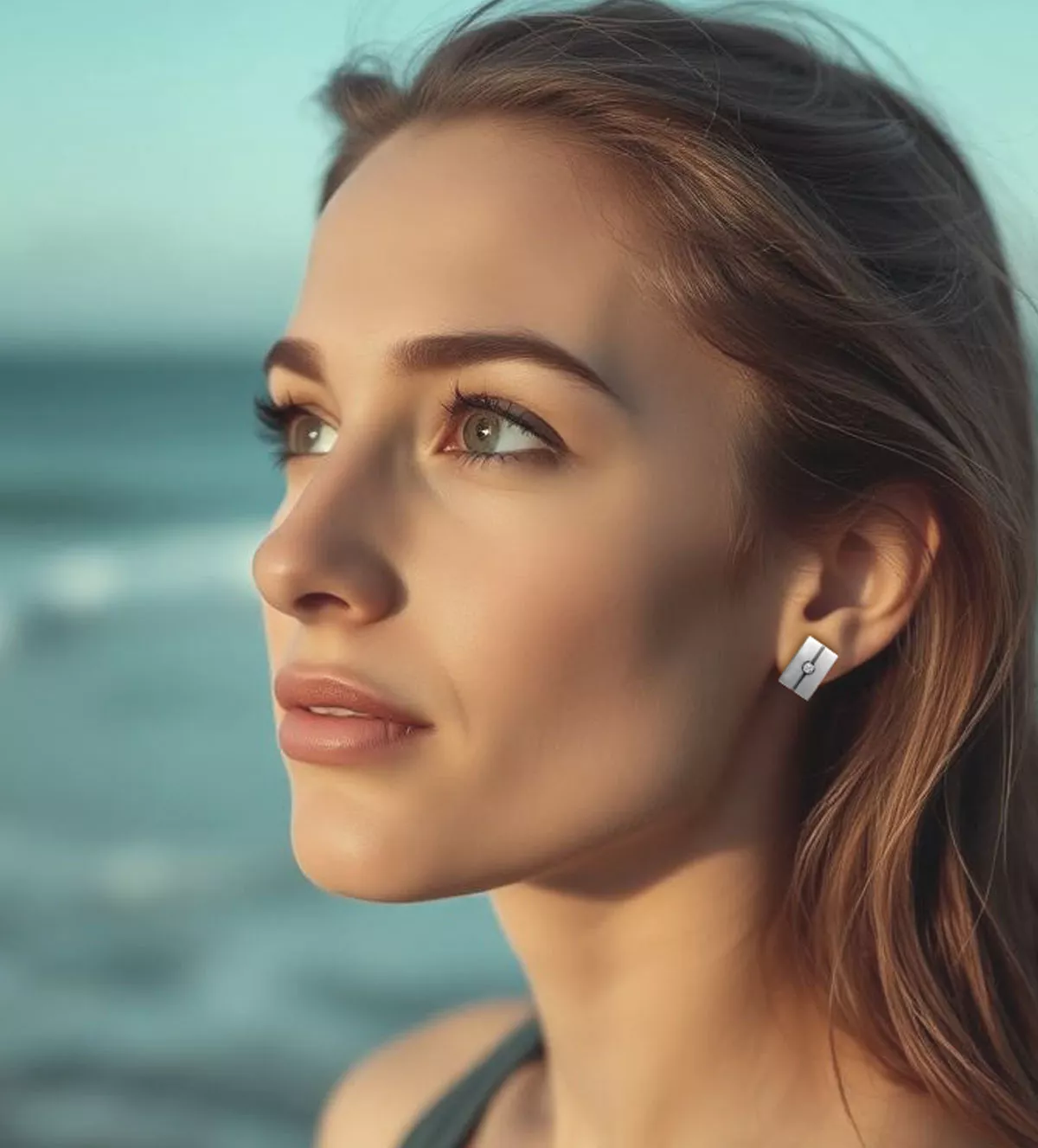 Pendientes de oro y acero con diamante TACOS pendientes de oro y acero TACOS 142 306 2 10