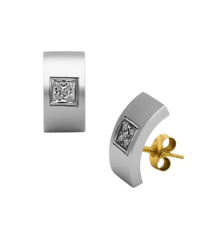 pendientes de oro y acero con diamantes 5 LUCES