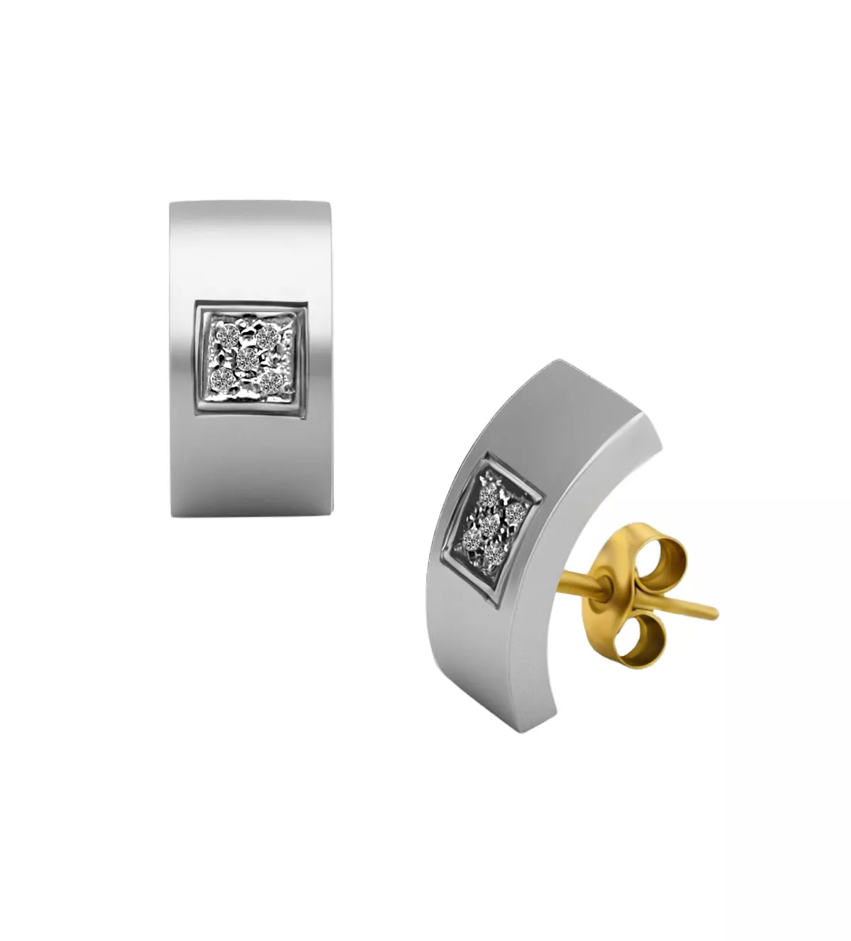 Pendientes de oro y acero con diamantes 5 LUCES pendientes de oro y acero con diamantes 5 LUCES