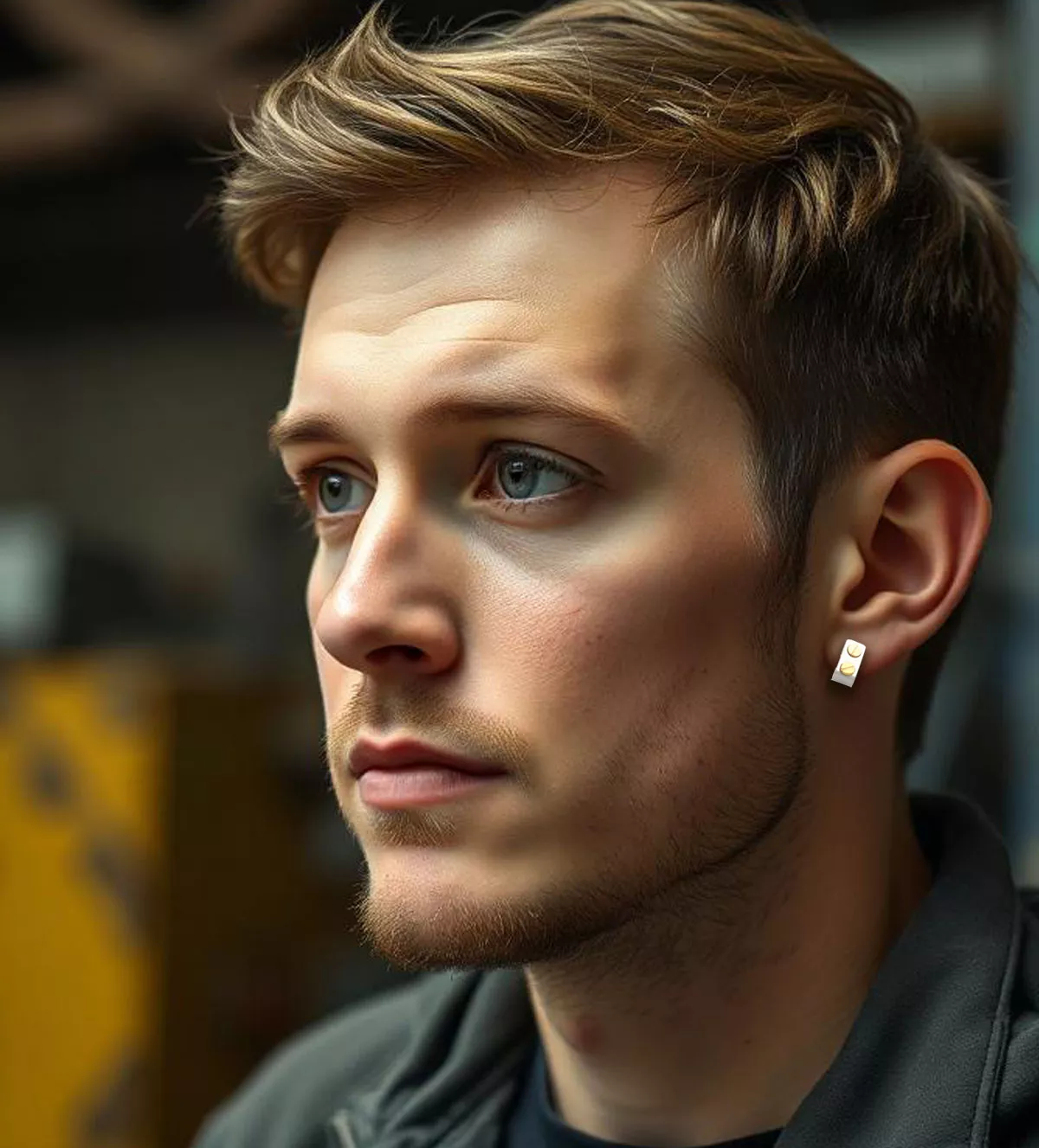 Pendientes de oro y acero MACHINE pendientes de oro y acero machine modelo hombre IA