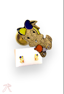 Pendientes dormilona oro 1ª ley 750 mmas. (18 k.) con esmalte oro amarillo rfcia.197_0621