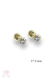 Pendientes dormilona oro 1ª ley 750 mmas. (18 k.) con piedras oro amarillo rfcia.019_3437-3