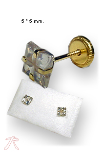 Pendientes dormilona oro 1ª ley 750 mmas. (18 k.) con piedras oro amarillo rfcia.052_1T640-1