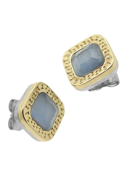 Pendientes acero y oro con cuarzo color azulado 094_61399-PTGP-4 Pendientes fantasia diversos materiales rfcia.094_61399-PTGP-4