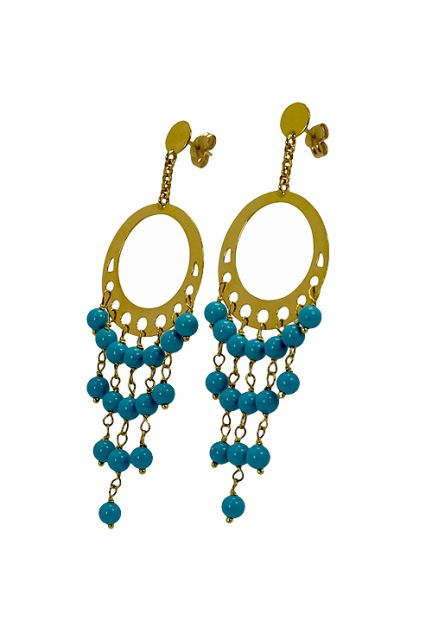 Pendientes faralaes de oro amarillo y turquesas. 002_51477-P Pendientes faralaes de oro amarillo y turquesas - foto 3 - rfcia.002_51477-P