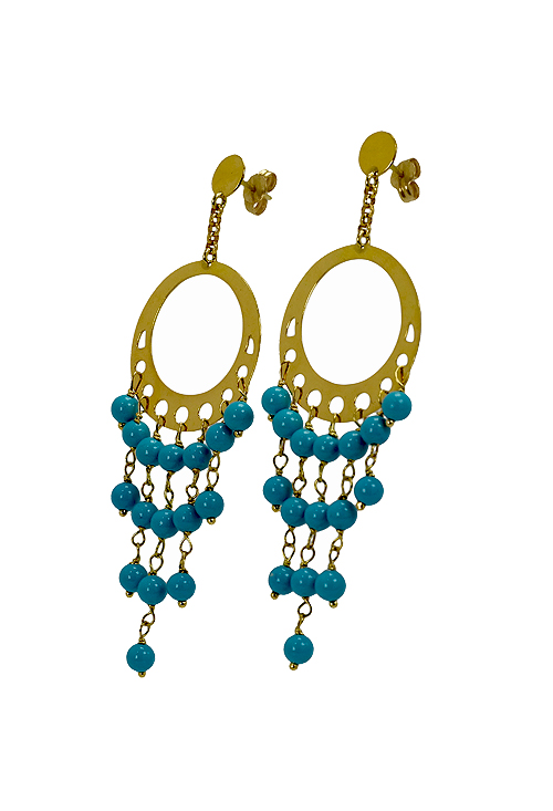 Pendientes faralaes de oro amarillo y turquesas. 002_51477-P Pendientes faralaes de oro amarillo y turquesas - foto 3 - rfcia.002_51477-P