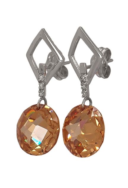 venta online Pendientes largos con citrinos en oro blanco 024_2239