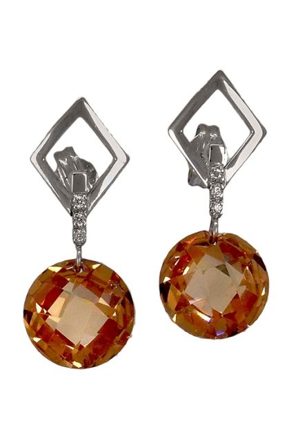 Pendientes largos con citrinos en oro blanco a precios baratos 024_2239