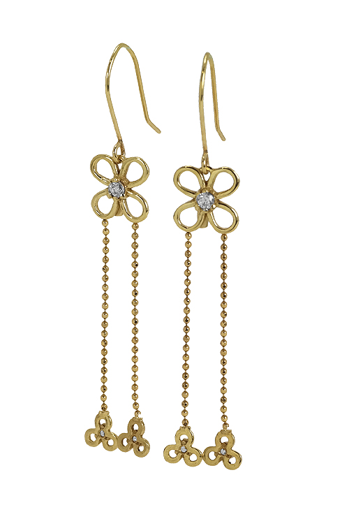 Pendientes largos de oro 18 ktes con circonitas 019_P5401 Pendientes largos de oro amarillo 18 k con circonitas - foto 1 - rfcia.019_P5401