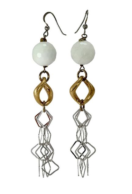 pendientes largos de plata de ley con agata blanca precio muy barato 200_134185_V