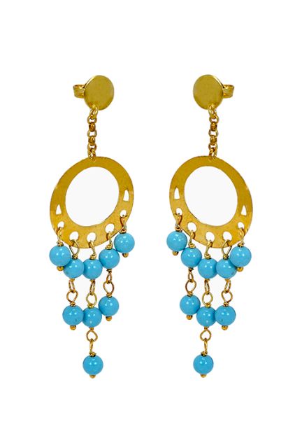 Pendientes largos oro amarillo con turquesas. 002_51471-P Pendientes largos en oro amarillo de ley con turquesas - foto 3 - rfcia.002_51471-P