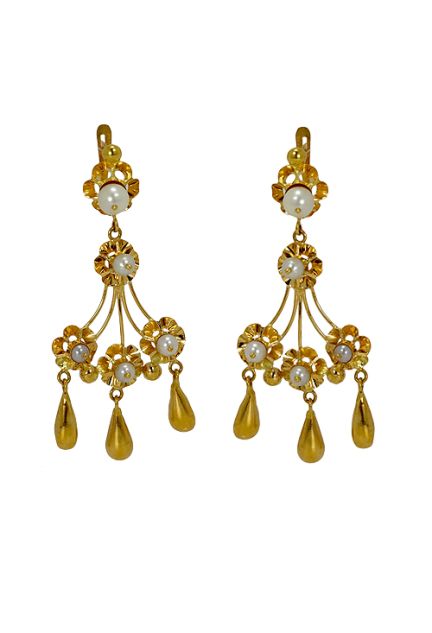 Pendientes largos oro 18 K con perlas - foto 3 - rfcia.002_3404