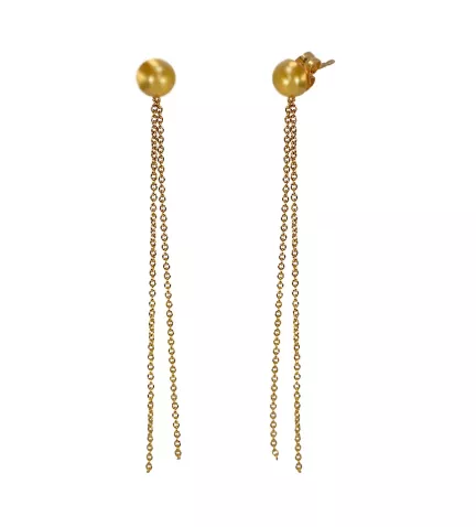 pendientes de oro largos dos cadenas