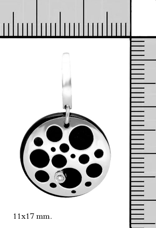 Pendientes largos oro blanco 18k con diamante y onix 095_424994-P pendientes largos oro blanco 18 kilates con onix y diamantes foto con reglas de medida