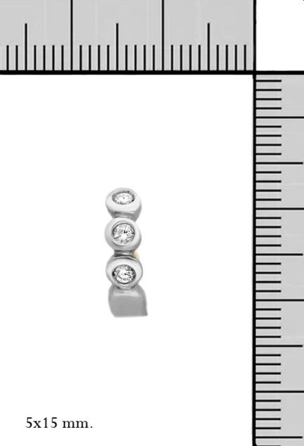 pendiente oro blanco 18 kilates con diamantes fotografia con medidas reales