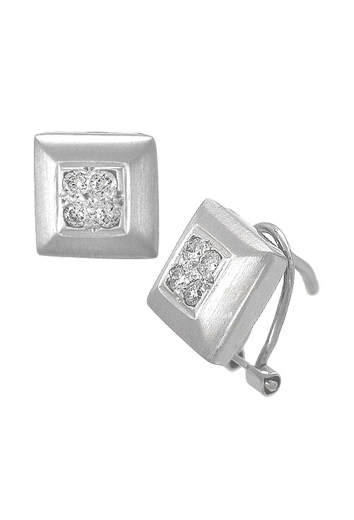 Pendientes oro blanco con diamantes 3855-P pendientes oro blanco 18 kilates con diamantes forma cuadrada vista lagteral precio especial barato en joyas online