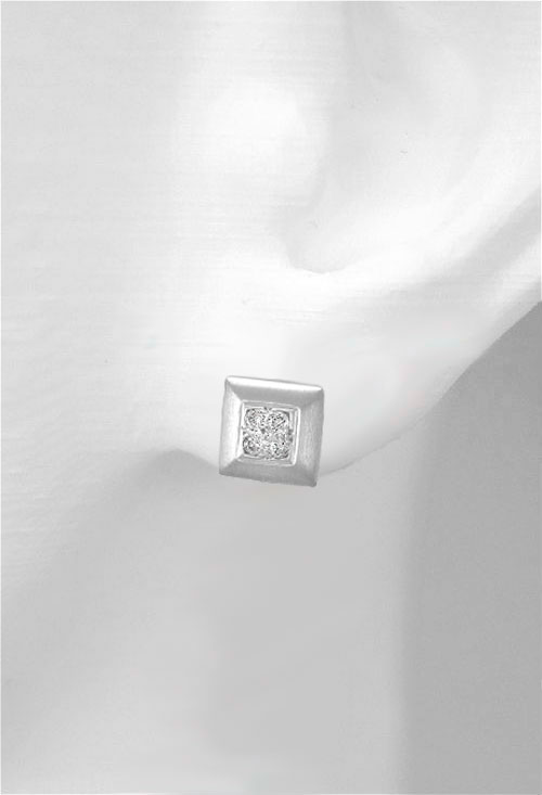 Pendientes oro blanco con diamantes 3855-P pendientes oro blanco 18 kilates con diamantes forma cuadrada vista modelo precio especial barato en joyas online
