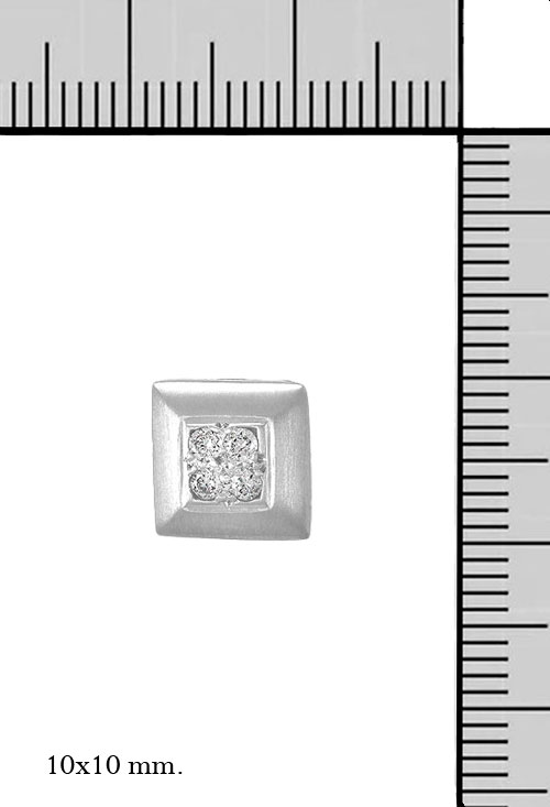 Pendientes oro blanco con diamantes 3855-P pendientes oro blanco 18 kilates con diamantes forma cuadrada vista con medidas precio especial barato en joyas online