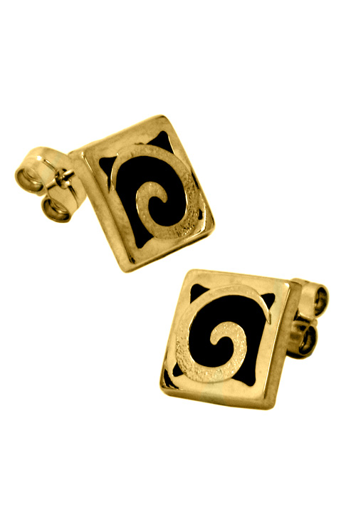 Pendientes oro amarillo 18k y onix 067_P000100064 Pendientes oro con piedras - foto 1 - rfcia.067_P000100064