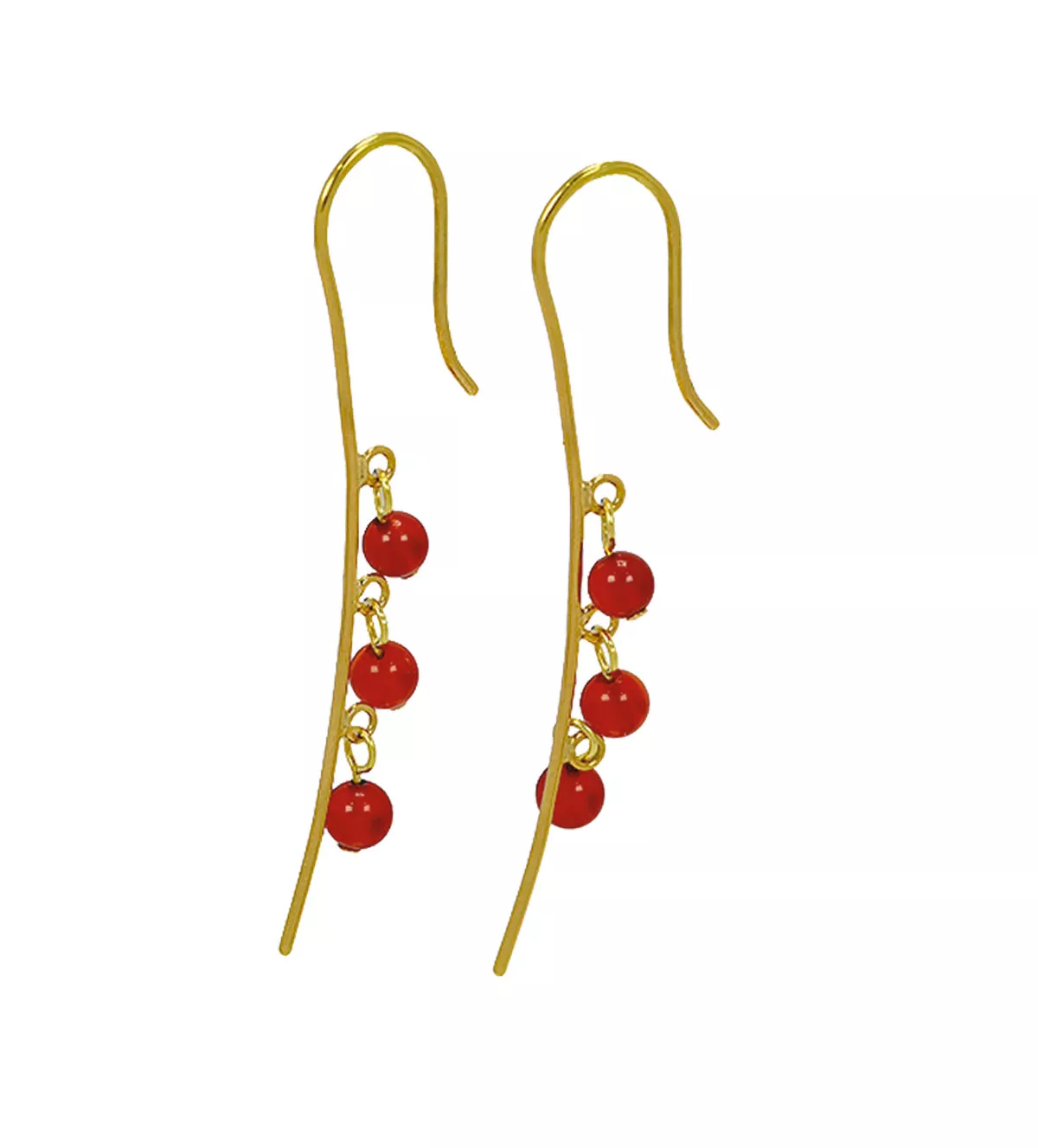 Pendientes oro 18 ktes. Llamas de Pasión 007_12484-1 pendientes oro 18k con agatas rojas
