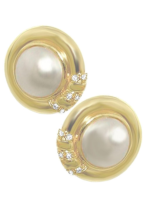 Pendientes oro amarillo 18k perlas japonesas y diamantes 037_TB8805