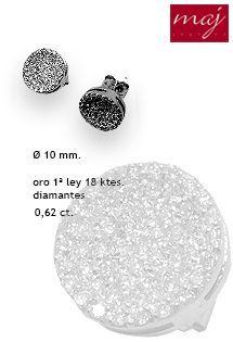 Pendientes oro con diamante, aretes. 095_482299 Pendientes oro 1ª ley 750 mmas. (18 k.) con diamante aretes rfcia.095_482299