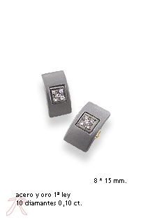 Pendientes oro 1ª ley 750 mmas. (18 k.) con diamante oro y acero rfcia.142_0315-2