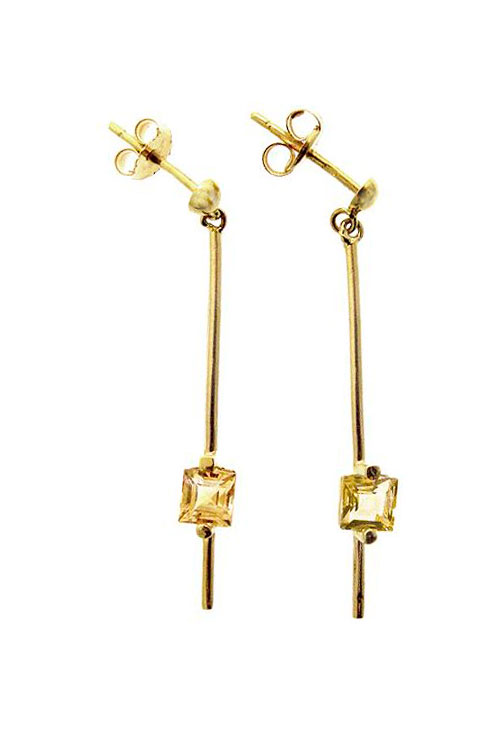 Pendientes largos oro 18k con citrinos 100_LA20 pendientes largos de oro con citrinos precio barato joyeria online