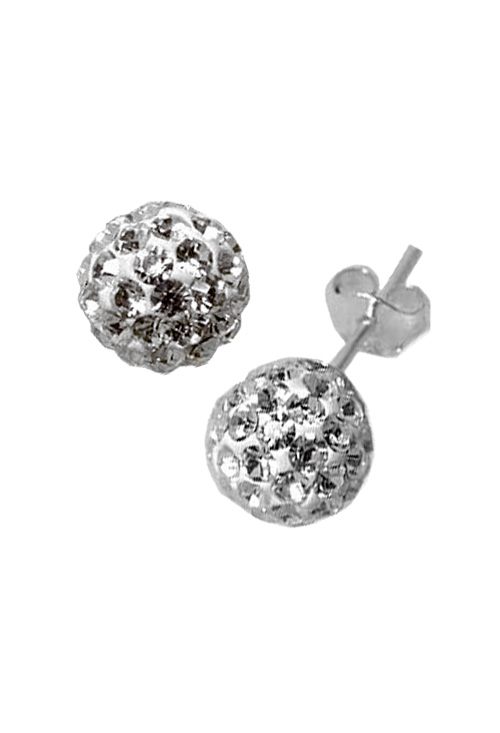 Pendientes plata bola cristales checos 240_PCB-8 pendientes de plata cristales swarovski bola cuajada de cristales foto lateral