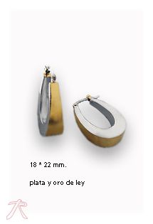 Pendientes plata ley y oro 1ª ley 750 mmas. (18 k.) criollas·aros sin piedras rfcia.100_KS10