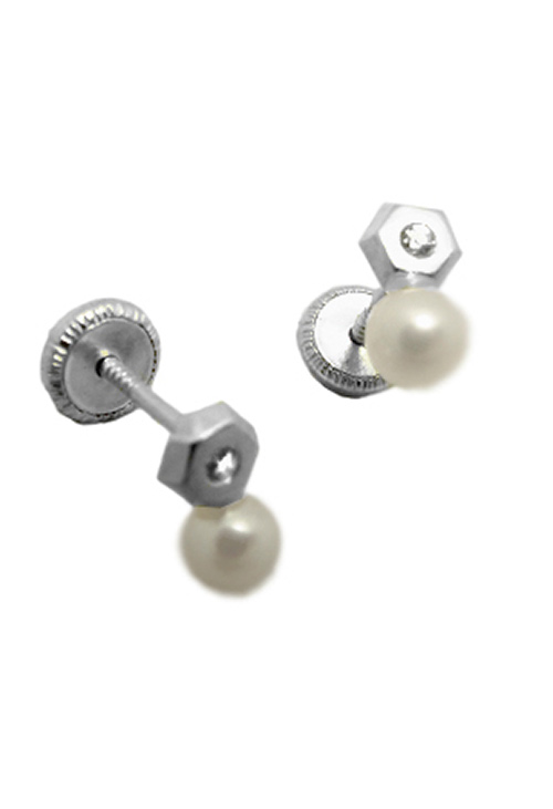 Pendientes plata para bebe 030_2012PL Pendientes plata ley. dormilonas. con piedras - foto 1 - rfcia.030_2012PL