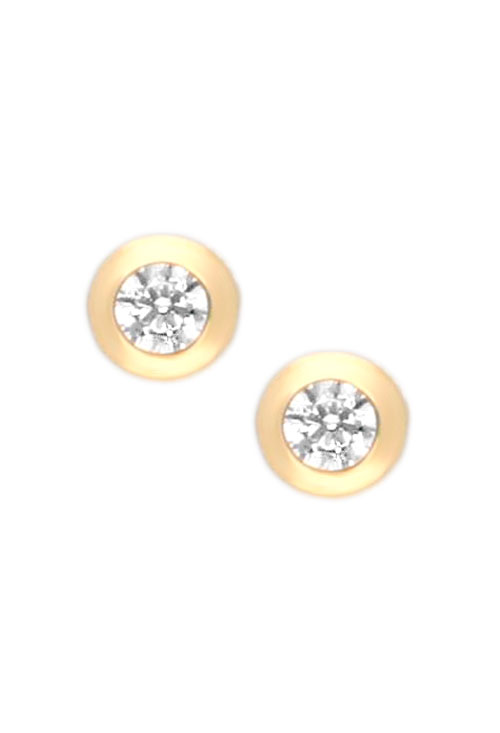 Pendientes bebé oro amarillo 18K chatones pendientes bebe oro amarillo 18k chatones rosca toma frontal