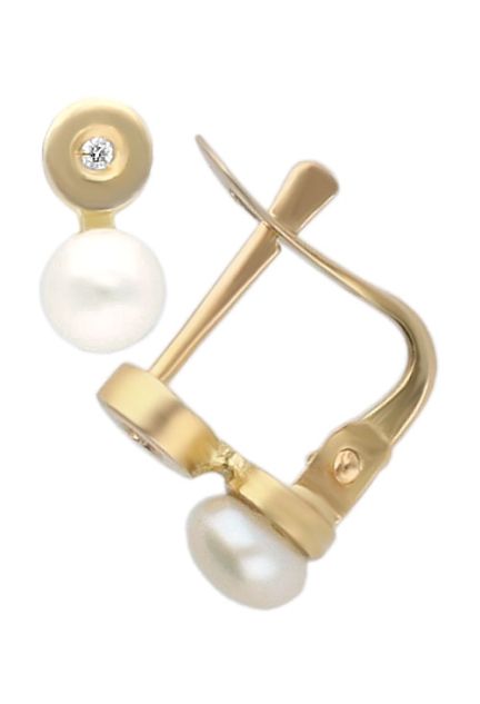 pendientes de bebe o recien nacida oro amarillo 18 kilates perlas y diamantes fotografia lateral 099_1485_01