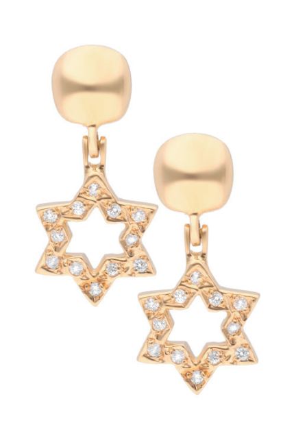 Pendientes largos en oro con diamantes frontis de estrella calada venta online de joyas de mujer a precios baratos 192_Z1449-OA