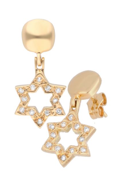 pendientes de colgar oro amarillo 18 kilates con diamantes talla brillante forma de estrella fotografia sistema de presion precio especial barato en joyeria online 192_Z1449-OA_01