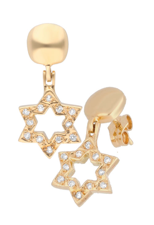 Pendientes largos oro amarillo 18k con diamantes 192_Z1449-OA pendientes de colgar oro amarillo 18 kilates con diamantes talla brillante forma de estrella fotografia sistema de presion precio especial barato en joyeria online 192_Z1449-OA_01