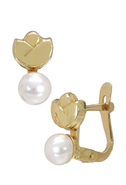 pendientes de oro 18 kilates con perla cultivada vista lateral precio barato joyeria online 146_K204_01