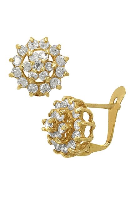 pendientes de oro 18 ktes y circonitas modelo roseta vista lateral 052_1C503_01