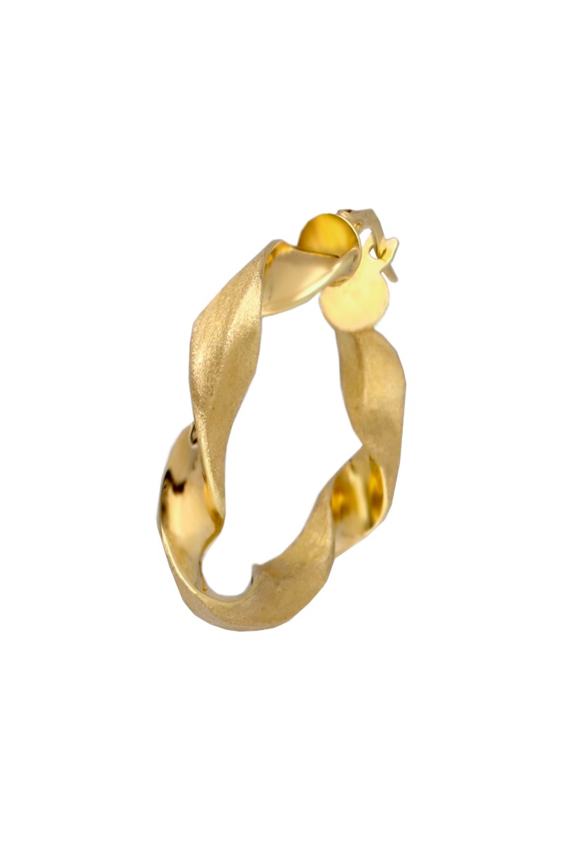 Pendiente oro 9 Ktes. Criollas chanela retorcida. 243_9K240-00392-20 pendientes oro 9 ktes aros chanela retorcida mate brillo foto detalle para web el rubi joyeros