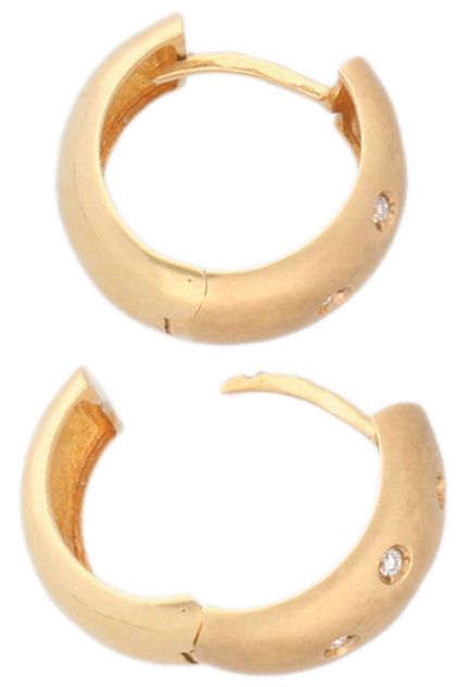 pendientes de oro amarillo 18 kilates con diamantes modelo criolla tripa media caña con diamantes engastados a ras foto lateral abierto y cerrado precio ocasion joyeria online 100_2685_02