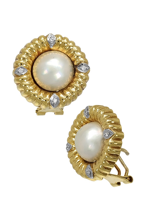 Pendientes oro perla japonesa oportunidad outlet joyas 003_T10015 pendientes de oro amarillo 18 ktes con perlas japonesas y circonitas vista cierres omega 003_T10015_01