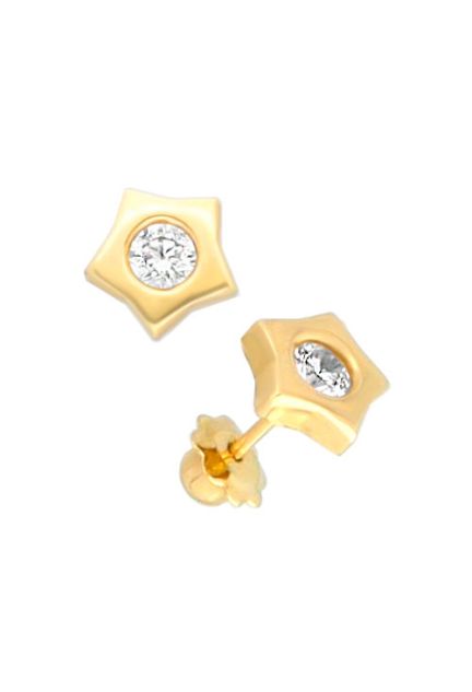 pendientes de oro amarillo 18k forma estrella de cinco puntas toma foto lateral