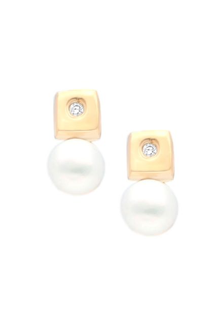 Pendientes oro con diamante y perla para bebé o niña 099_1482-1