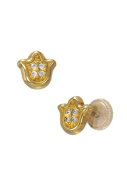 Pendientes de oro amarillo de ley de 18 kilates con forma de tulipan y sistema de cierre de tuerca en nuestra joyeria online al precio mas barato de internet perfil